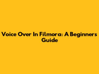Voice Over In Filmora: A Beginner's Guide