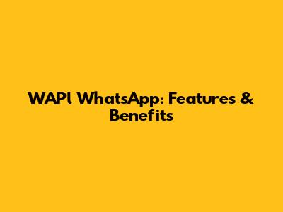 WAPl WhatsApp: Features & Benefits