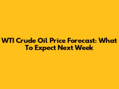 WTI Crude Oil Price Forecast: What To Expect Next Week