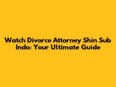 Watch Divorce Attorney Shin Sub Indo: Your Ultimate Guide