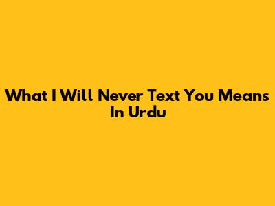 What 'I Will Never Text You' Means In Urdu