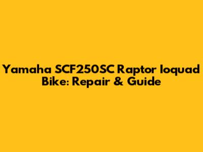 Yamaha SCF250SC Raptor Ioquad Bike: Repair & Guide