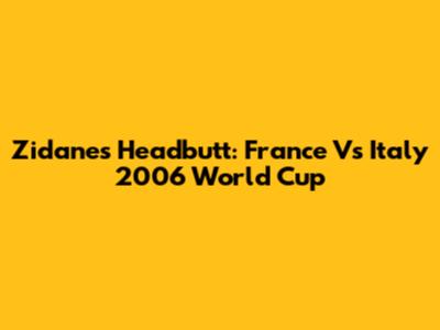 Zidane's Headbutt: France Vs Italy 2006 World Cup