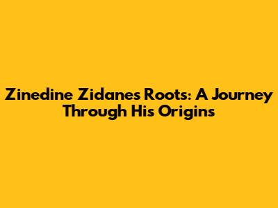 Zinedine Zidane's Roots: A Journey Through His Origins