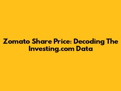 Zomato Share Price: Decoding The Investing.com Data